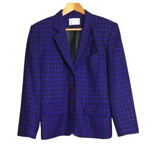 Vintage Miss Pendleton Wool Blazer Jacket Size 12 Made In USA Purple Black Plaid